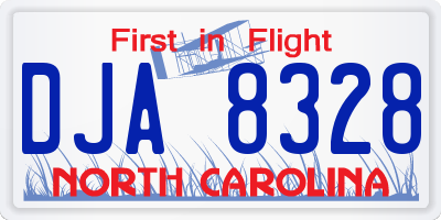 NC license plate DJA8328