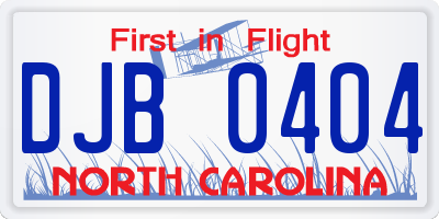 NC license plate DJB0404