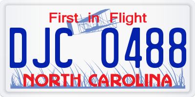 NC license plate DJC0488