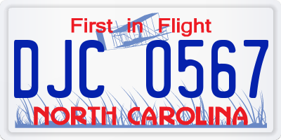 NC license plate DJC0567