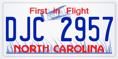 NC license plate DJC2957