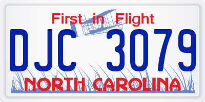 NC license plate DJC3079