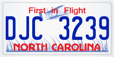 NC license plate DJC3239