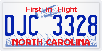NC license plate DJC3328