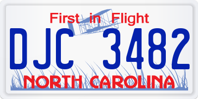 NC license plate DJC3482