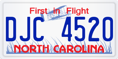 NC license plate DJC4520