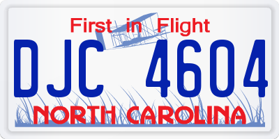 NC license plate DJC4604