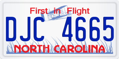 NC license plate DJC4665