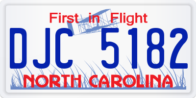 NC license plate DJC5182