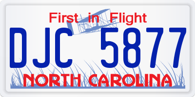 NC license plate DJC5877