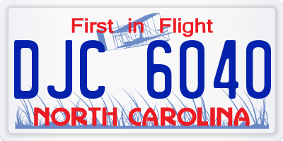 NC license plate DJC6040