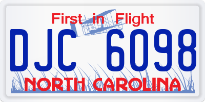 NC license plate DJC6098