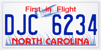 NC license plate DJC6234