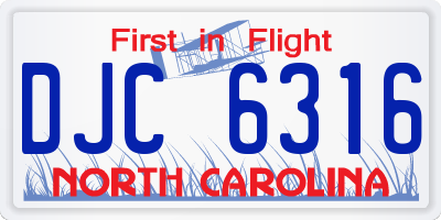 NC license plate DJC6316