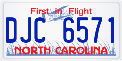 NC license plate DJC6571