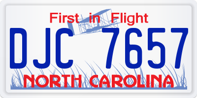 NC license plate DJC7657
