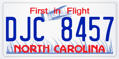 NC license plate DJC8457