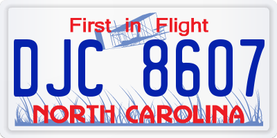 NC license plate DJC8607