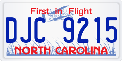 NC license plate DJC9215