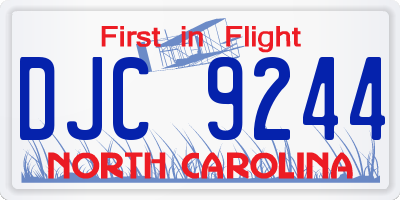 NC license plate DJC9244