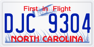NC license plate DJC9304