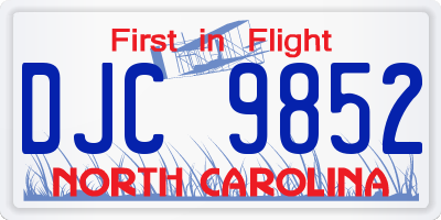 NC license plate DJC9852