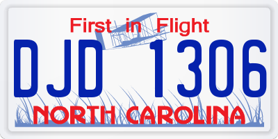 NC license plate DJD1306