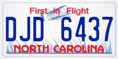 NC license plate DJD6437