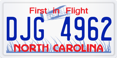 NC license plate DJG4962