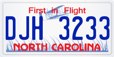 NC license plate DJH3233