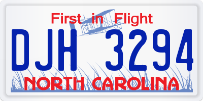 NC license plate DJH3294