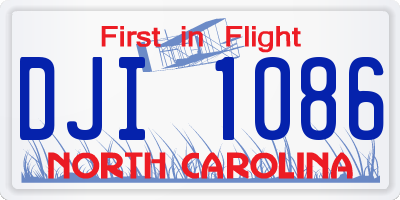 NC license plate DJI1086