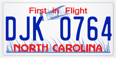NC license plate DJK0764