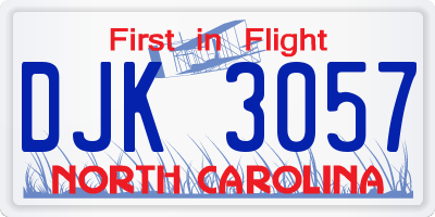 NC license plate DJK3057