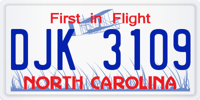 NC license plate DJK3109