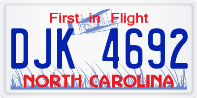 NC license plate DJK4692