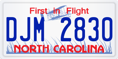 NC license plate DJM2830