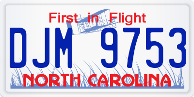 NC license plate DJM9753