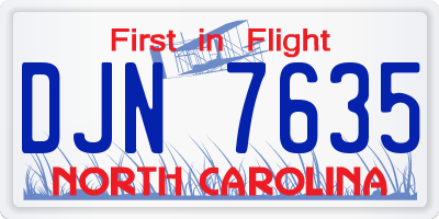 NC license plate DJN7635