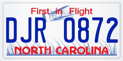 NC license plate DJR0872