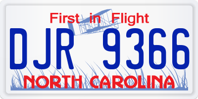 NC license plate DJR9366