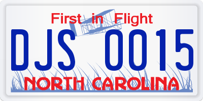 NC license plate DJS0015