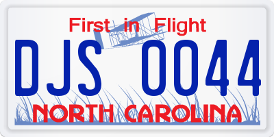 NC license plate DJS0044