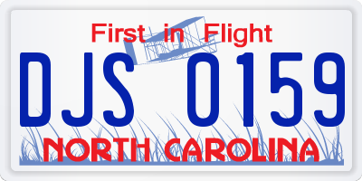 NC license plate DJS0159