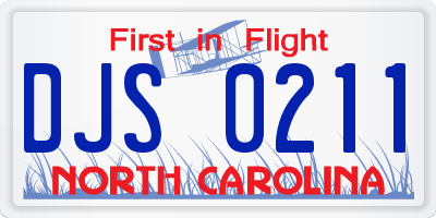 NC license plate DJS0211