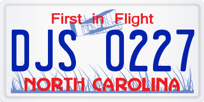 NC license plate DJS0227