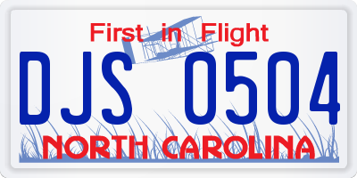 NC license plate DJS0504