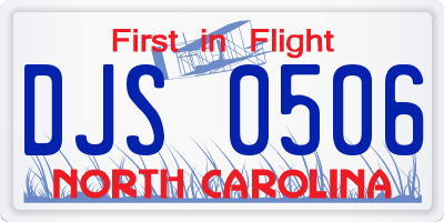 NC license plate DJS0506