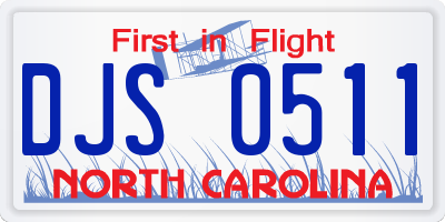 NC license plate DJS0511