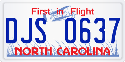 NC license plate DJS0637